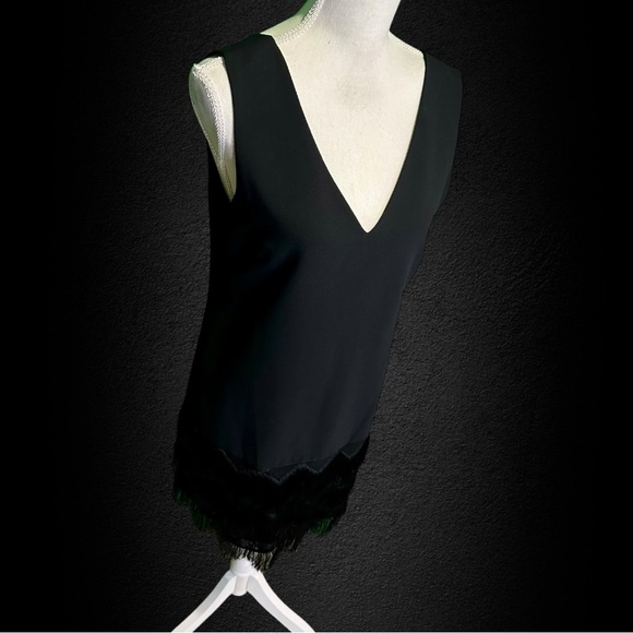 BCBGMaxAzria ‘Addilyn’ Fringe Trim Shift Dress in Black Size 6 - Picture 13 of 15